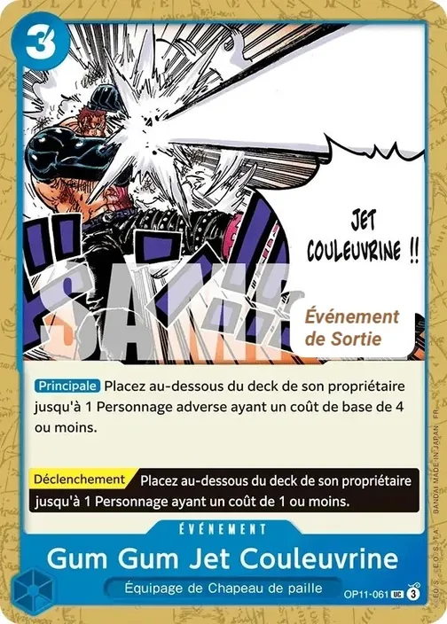 Carte One Piece française OP11-061 Gum Gum Jet Couleuvrine