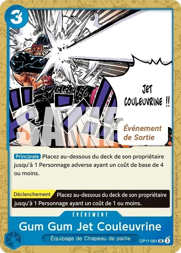 Carte One Piece française Gum Gum Jet Couleuvrine OP11-061 UC