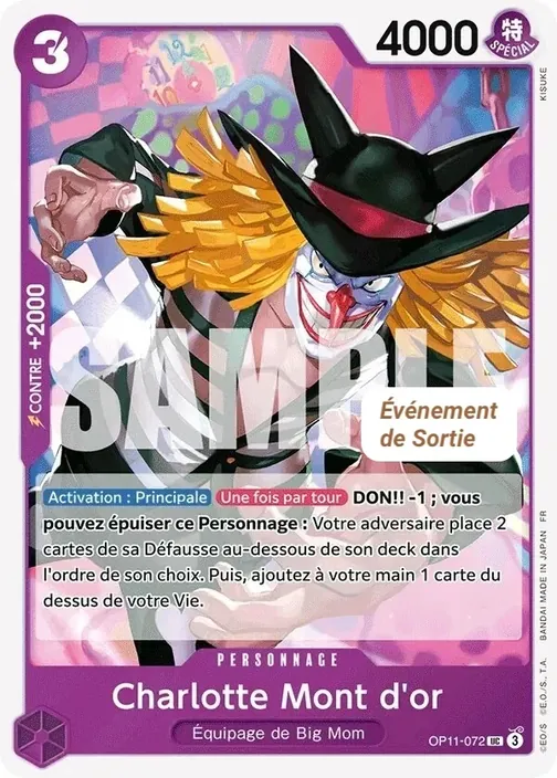 Carte One Piece française OP11-072 Charlotte Mont d'or