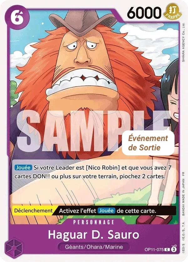 Carte One Piece française Haguar D. Sauro OP11-075 C