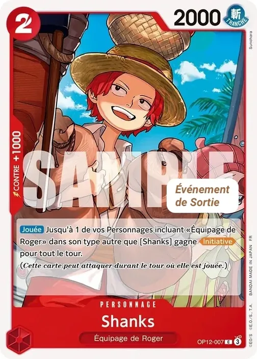 Carte One Piece française OP12-007 Shanks