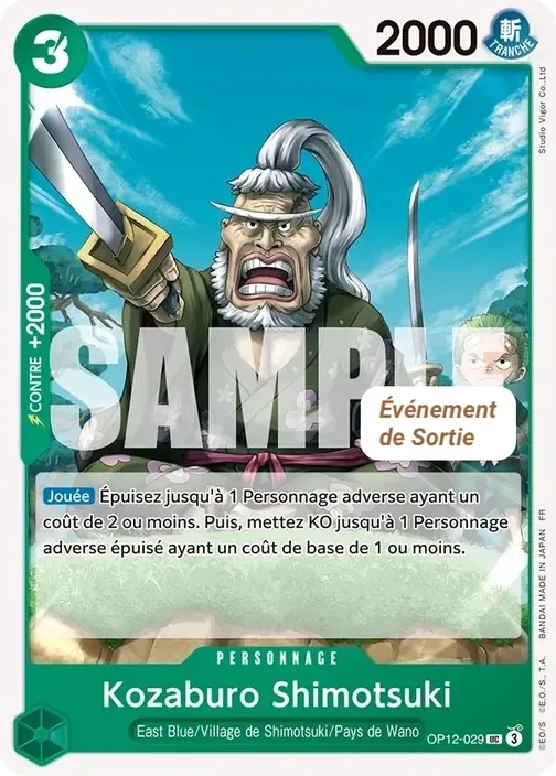 Carte One Piece française OP12-029 Kozaburo Shimotsuki