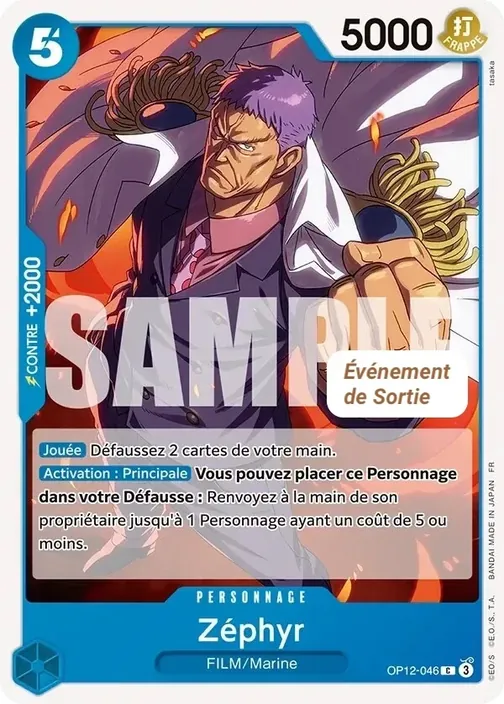 Carte One Piece française OP12-046 Zéphyr