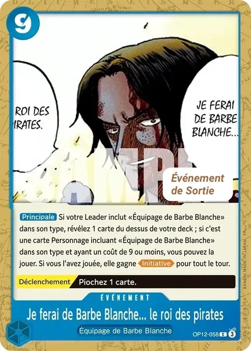 Carte One Piece française OP12-058 Je ferai de Barbe Blanche... le roi des pirates