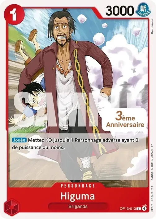 Carte One Piece française OP13-013 Higuma