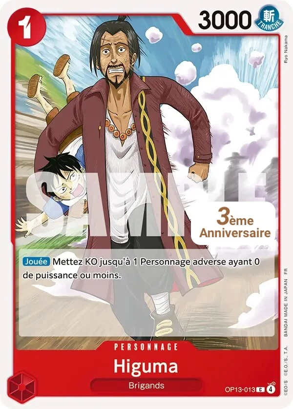 Carte One Piece française Higuma OP13-013 C