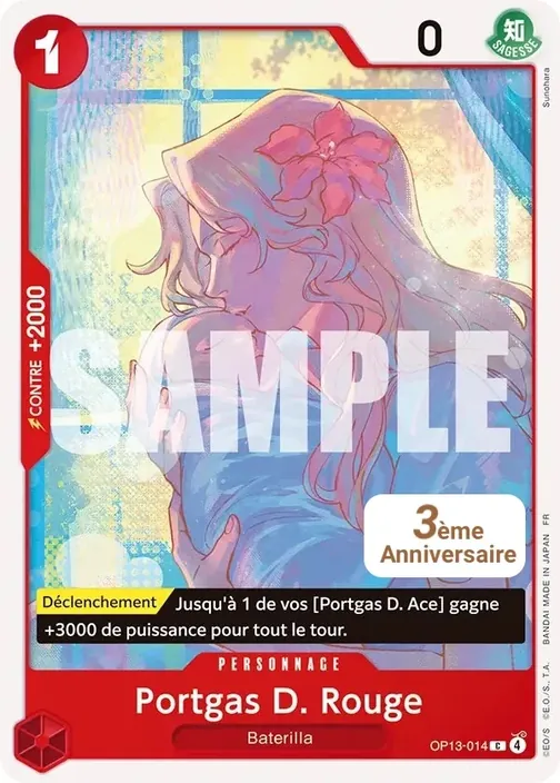 Carte One Piece française OP13-014 Portgas D. Rouge