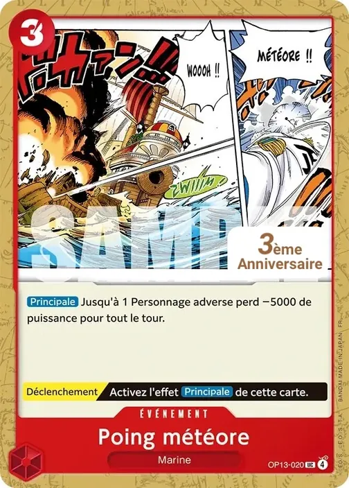 Carte One Piece française OP13-020 Poing météore