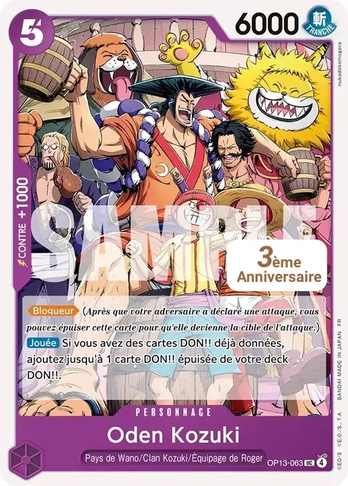 Carte One Piece française OP13-063 Oden Kozuki