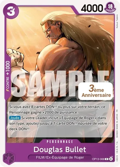 Carte One Piece française OP13-068 Douglas Bullet