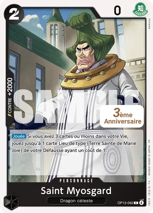 Carte One Piece française OP13-092 Saint Myosgard