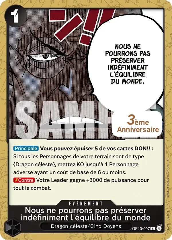 Carte One Piece française Nous ne pourrons pas préserver indéfiniment l'équilibre du monde OP13-097 C