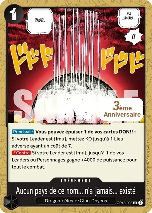 Carte One Piece française OP13-098 Aucun pays de ce nom... n'a jamais... existé