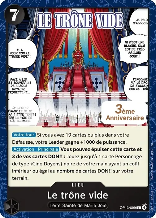 Carte One Piece française OP13-099 Le trône vide