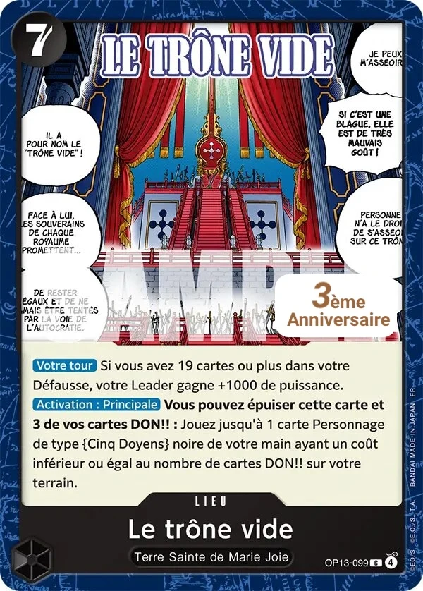 Carte One Piece française Le trône vide OP13-099 C