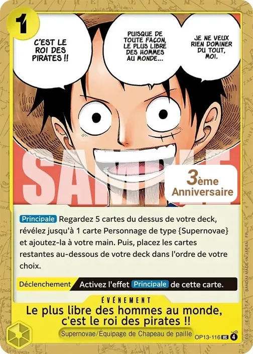 Carte One Piece française OP13-116 Le plus libre des hommes au monde, c'est le roi des pirates !!
