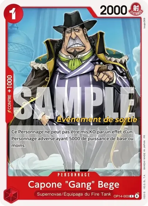 Carte One Piece française OP14-003 Capone "Gang" Bege