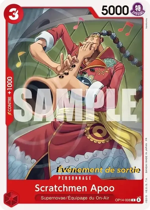 Carte One Piece française OP14-008 Scratchmen Apoo