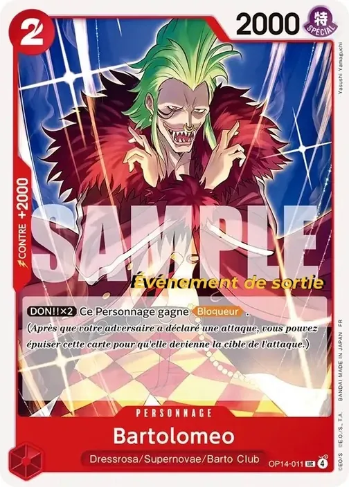 Carte One Piece française OP14-011 Bartolomeo