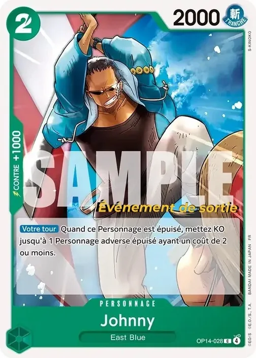 Carte One Piece française OP14-028 Johnny