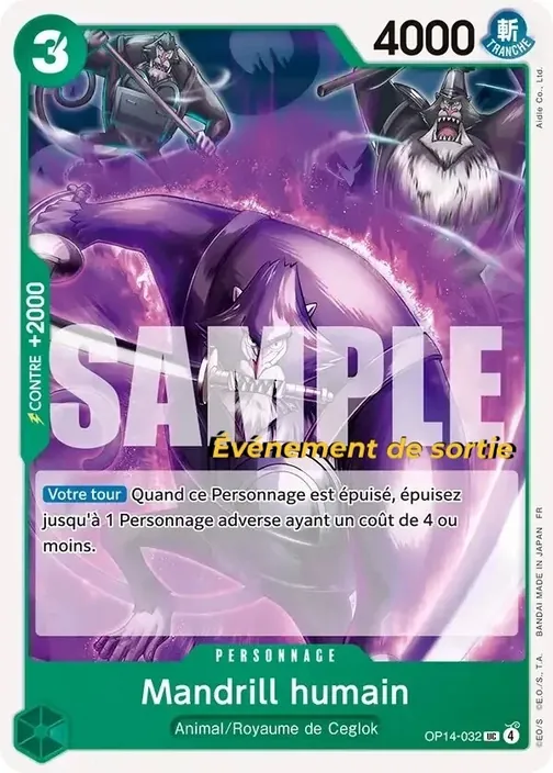 Carte One Piece française OP14-032 Mandrill humain