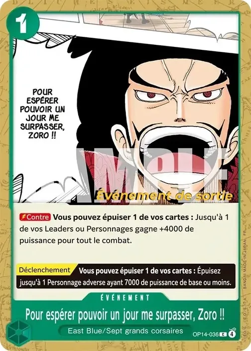 Carte One Piece française OP14-036 Pour espérer pouvoir un jour me surpasser, Zoro !!