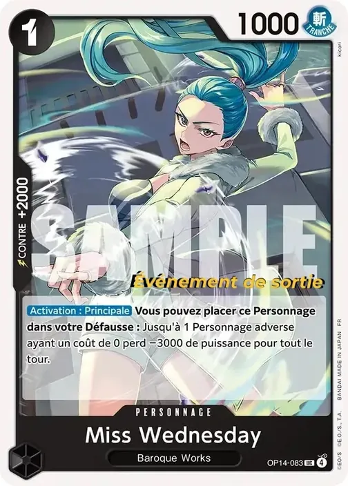 Carte One Piece française OP14-083 Miss Wednesday