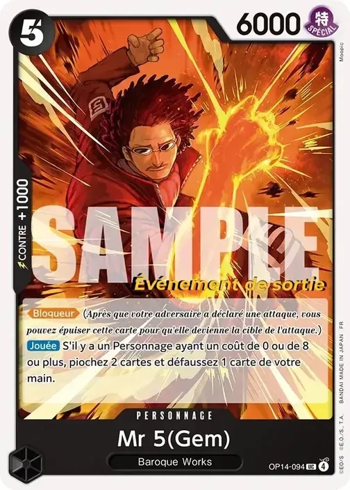 Carte One Piece française OP14-094 Mr 5(Gem)