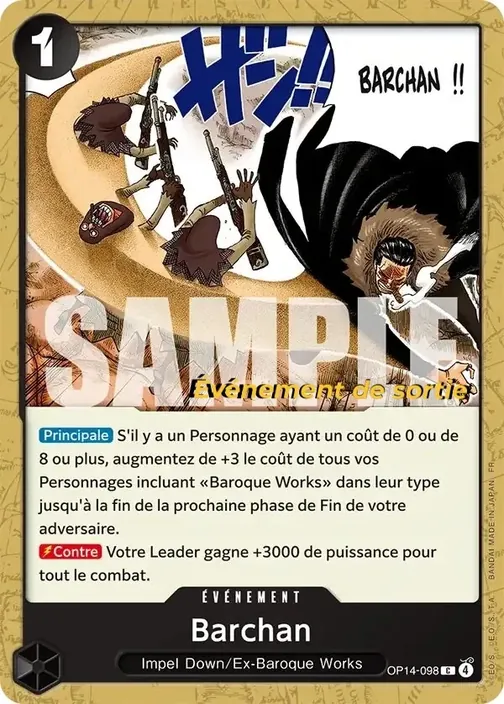 Carte One Piece française OP14-098 Barchan