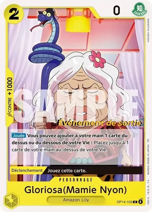 Carte One Piece française OP14-103 Gloriosa(Mamie Nyon)