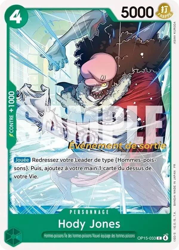 Carte One Piece française Hody Jones OP15-033 C