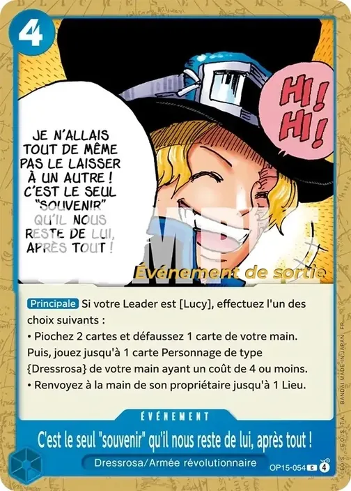 Carte One Piece française OP15-054 C'est le seul "souvenir" qu'il nous reste de lui, après tout !