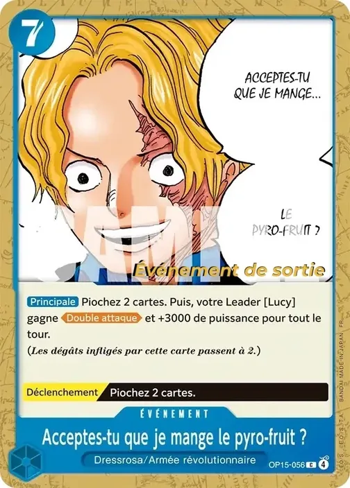 Carte One Piece française OP15-056 Acceptes-tu que je mange le pyro-fruit ?