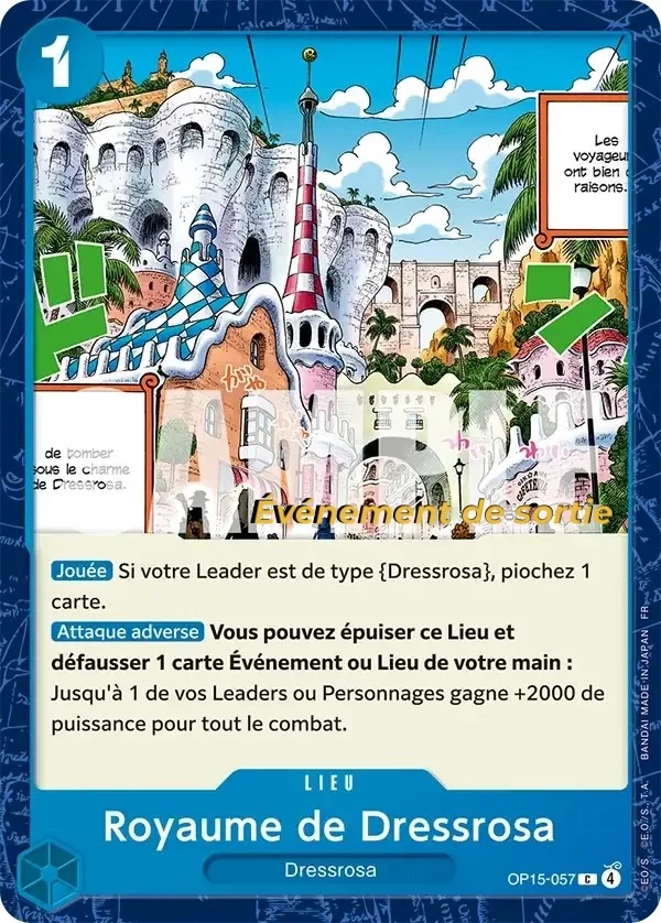 Carte One Piece française Royaume de Dressrosa OP15-057 C