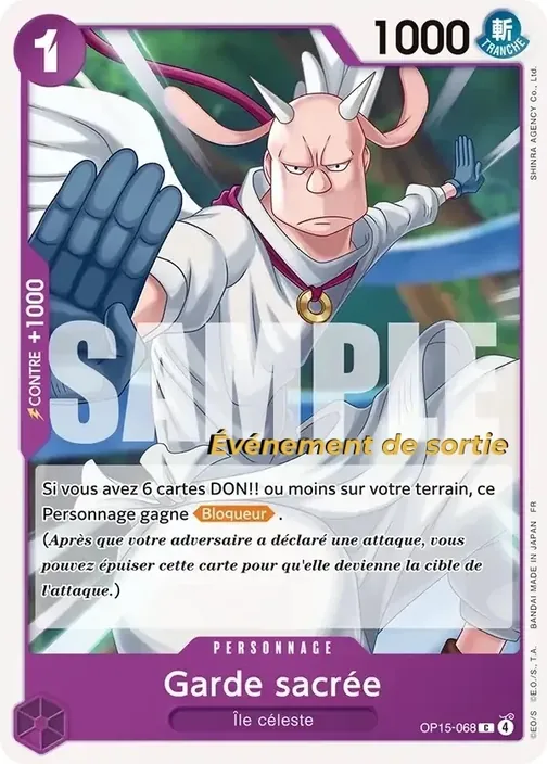Carte One Piece française OP15-068 Garde sacrée