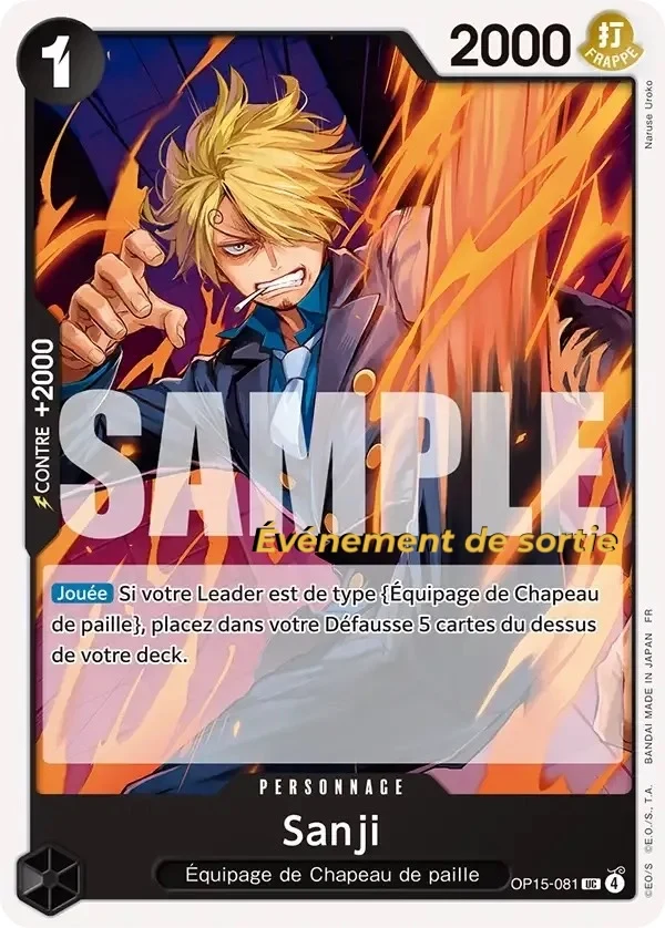 Carte One Piece française Sanji OP15-081 UC