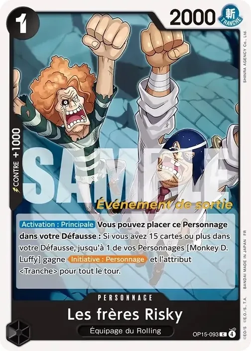 Carte One Piece française OP15-093 Les frères Risky