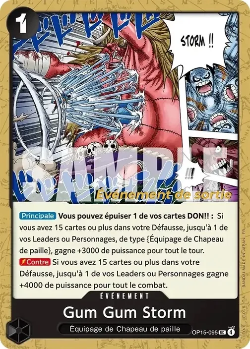 Carte One Piece française OP15-095 Gum Gum Storm
