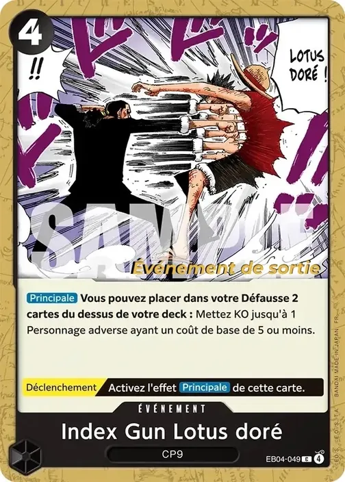 Carte One Piece française EB04-049 Index Gun Lotus doré