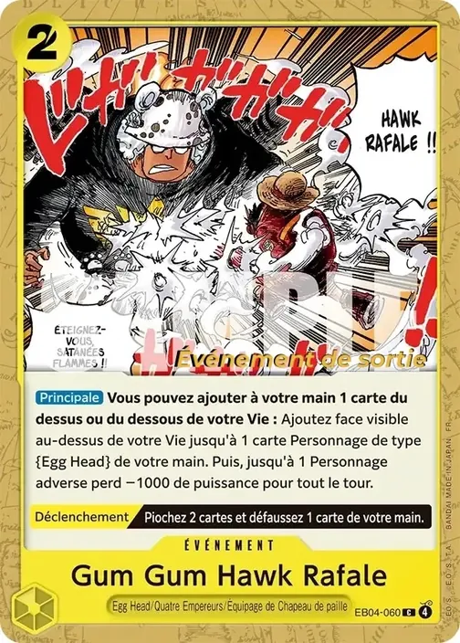 Carte One Piece française EB04-060 Gum Gum Hawk Rafale