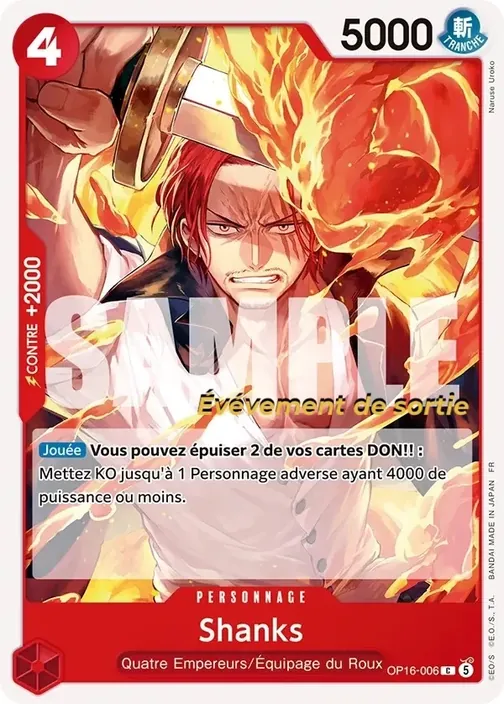 Carte One Piece française OP16-006 Shanks