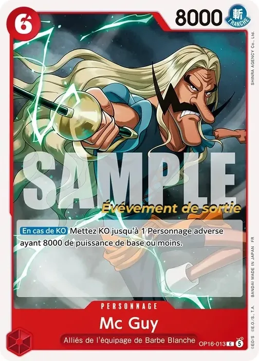 Carte One Piece française OP16-013 Mc Guy