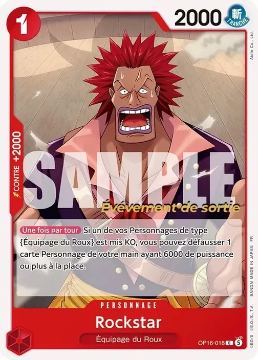 Carte One Piece française OP16-018 Rockstar