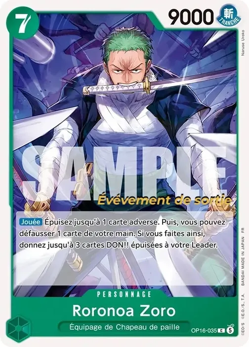 Carte One Piece française OP16-035 Roronoa Zoro