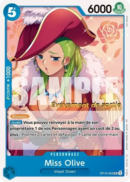Carte One Piece française OP16-050 Miss Olive