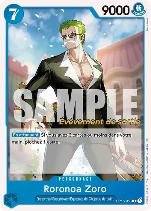 Carte One Piece française OP16-053 Roronoa Zoro