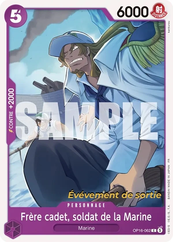 Carte One Piece française Frère cadet, soldat de la Marine OP16-062 C