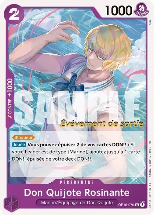 Carte One Piece française OP16-070 Don Quijote Rosinante