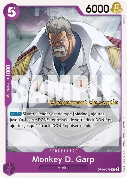 Carte One Piece française OP16-075 Monkey D. Garp