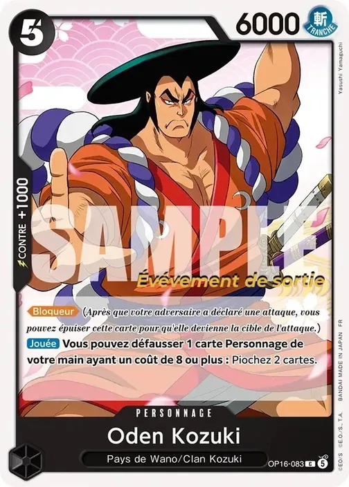 Carte One Piece française OP16-083 Oden Kozuki